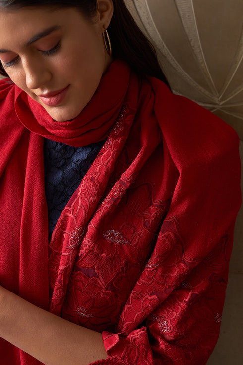 A Rose Dream Wool Silk Stole